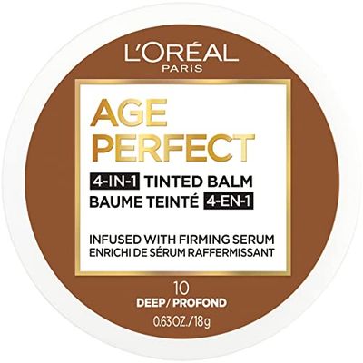 L&#39;Oreal Paris Age Perfect 4-in-1 Tinted Face Balm Foundation with Firming Serum, Deep 10, 0.61 Ounce