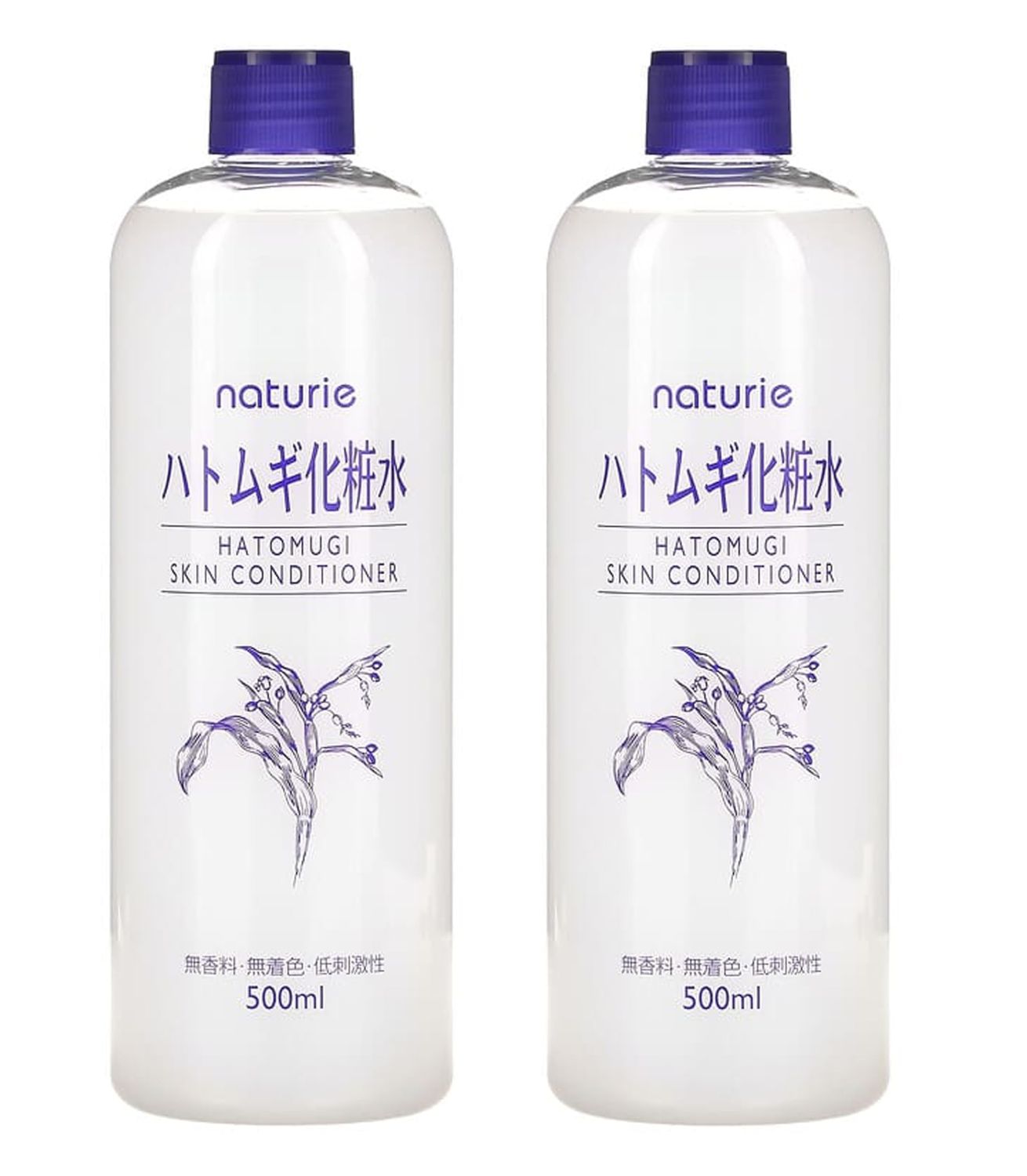 Naturie Adlay (Hatomugi) Skin Conditioner Lotion Toner 500ml Coix Seed Extract 2pack Bundle