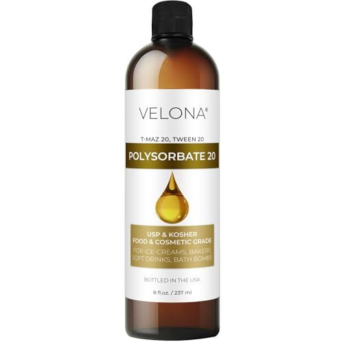 Polysorbate 20 by Velona - 8 Fl Oz | Solubilizer, Food &amp; Cosmetic Grade | All Natural for Cooking, Skin Care and Bath Bombs | Use Today - Enjoy Results