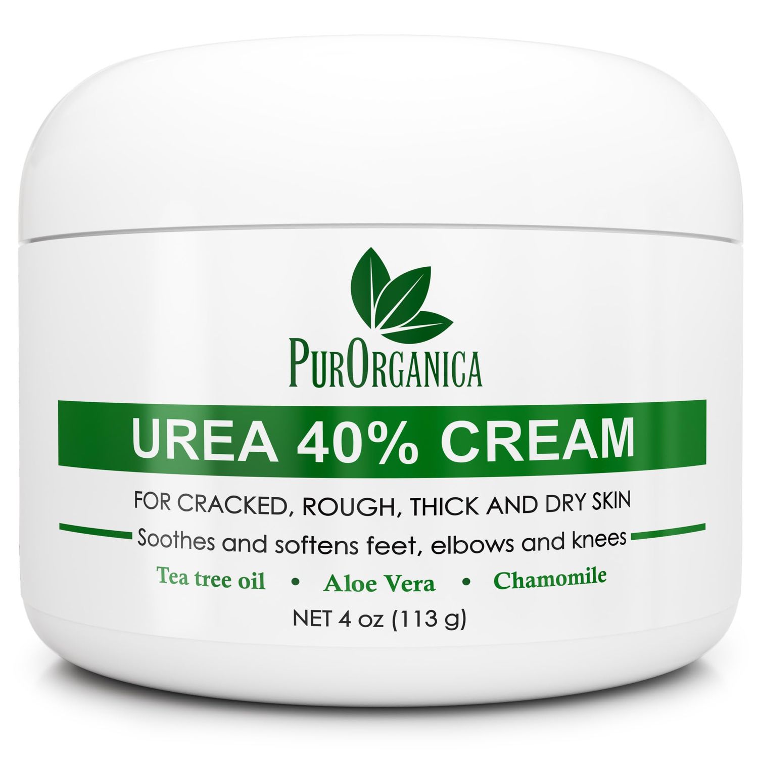 PurOrganica Urea 40% Cream - Made in USA - Foot Cream for Thick, Cracked, Rough, Dead &amp; Dry Skin - Corn, Callus and Dead Skin Remover, Toenail Softener, Moisturizer For Feet, Elbows, Hands and Knees