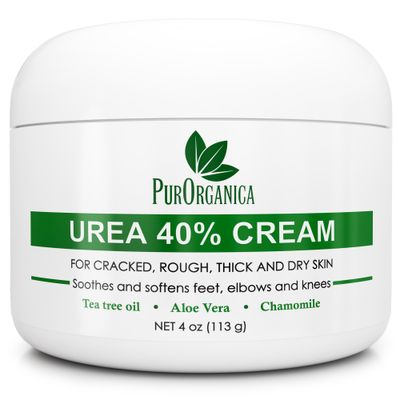 PurOrganica Urea 40% Cream - Made in USA - Foot Cream for Thick, Cracked, Rough, Dead &amp; Dry Skin - Corn, Callus and Dead Skin Remover, Toenail Softener, Moisturizer For Feet, Elbows, Hands and Knees