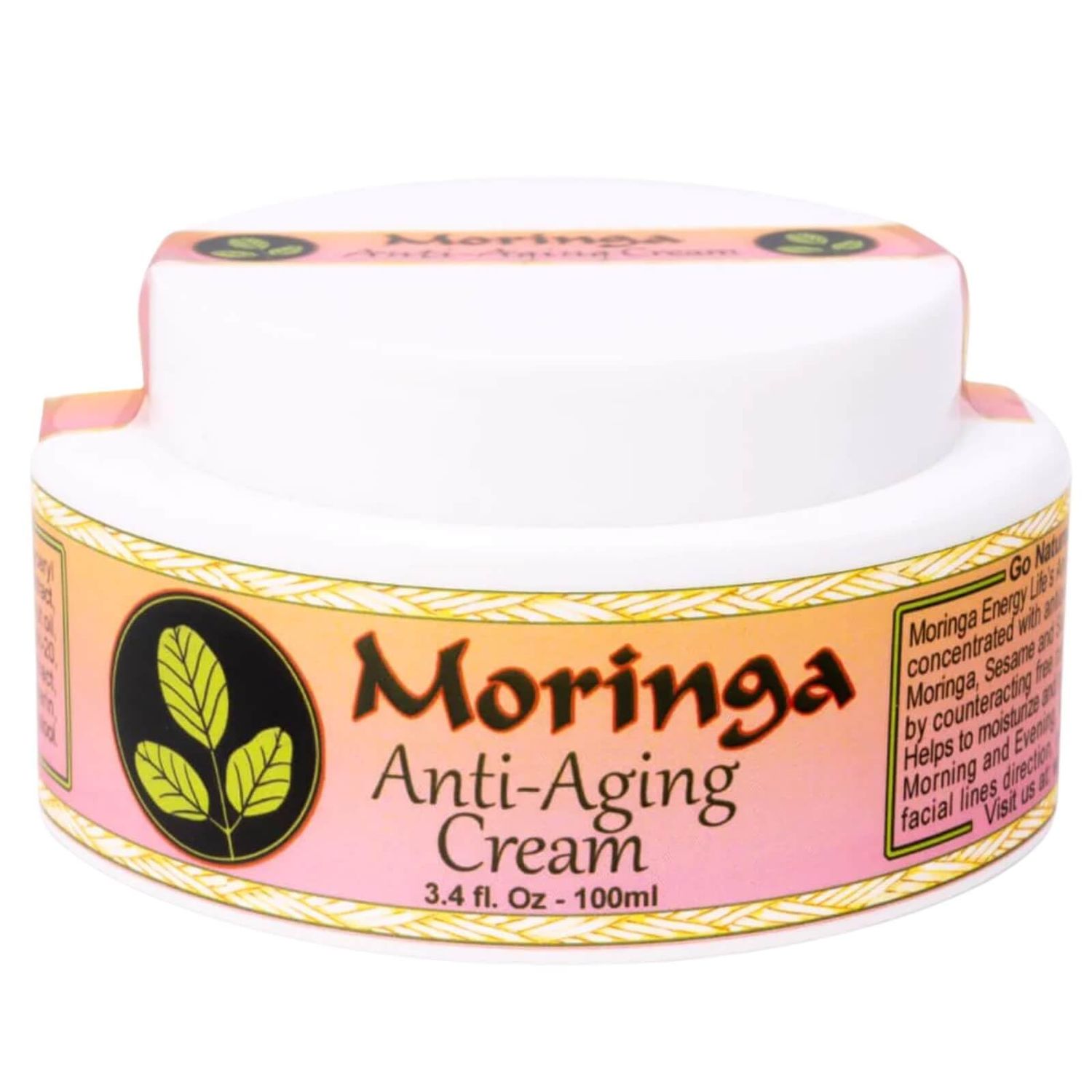 Moringa Energy Life Anti Aging Cream 13 Powerful Ayurvedic Herbs with Antioxidants, Virgin Oils of Moringa, Sesame, Sunflower for Wrinkle Cream, Fine Lines, Spots in Moringa Cream for Face, 3.4 oz