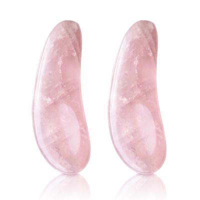 Noche Y Dia Rose Quartz Spoon 2-in-1 Beauty Tool: Spatula &amp; Gua Sha for Face - Massager and Skincare Applicator for Creams, Serums, and Masks - 2 Pack