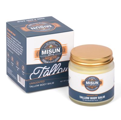 Misun Health Unscented Beef Tallow Moisturizing Hand &amp; Body Balm - 100% Natural New Zealand Tallow Fragrance-Free