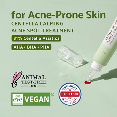 IUNIK 81% Concentrated Centella Calming Gel Acne Spot Cream w/AHA BHA PHA Salicylic Acid Niacinamide Tea Tree Oil-Free Blemish Pimple Lightweight for Adults & Teens .67 Oz Sensitive Acne-prone skin