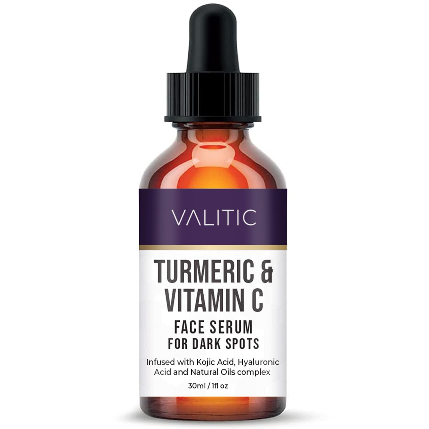 VALITIC Vitamin C Face Serum for Anti Aging - Hyaluronic Acid, Collagen, Kojic Acid, Turmeric Oil Dark Spot Remover Brightening Eyes and Facial Serum Skin Care 1 fl oz