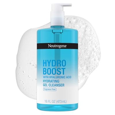 Neutrogena Hydro Boost Fragrance Free Hydrating Gel Facial Cleanser with Hyaluronic Acid, Daily Foaming Face Wash &amp; Makeup Remover, Gentle Face Wash, Non-Comedogenic, 16 fl. oz