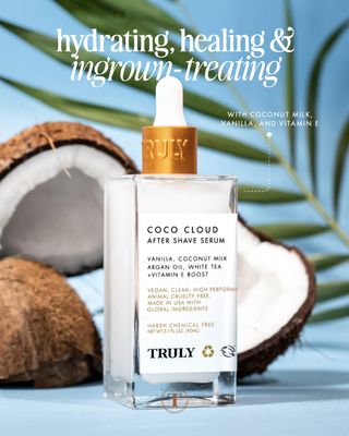 Truly Beauty Coco Cloud After Shave Serum - Alleviates Post Shave Dryness, Ingrowns with Argan Oil, Vanilla &amp; Coconut - After Shave Oil for The Whole Body - 3 Fl Oz