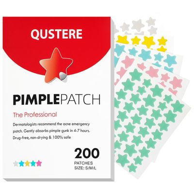 QUSTERE Pimple Patches for Face, Hydrocolloid Acne Patches, Cute Star Zit Covers, Colorful Spot Stickers with Tea Tree, Salicylic Acid &amp; Cica Oil| 3 Sizes (10mm, 12mm &amp; 14mm) |200 Count