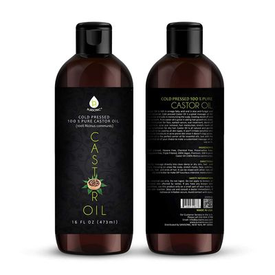 Pursonic 2-Pack Castor Oil (160oz) Cold-Pressed, 100% Pure, Hexane-Free Castor Oil-Moisturizing &amp; Healing, For Dry Skin, Hair Growth - For Skin, Hair Care, Eyelashes