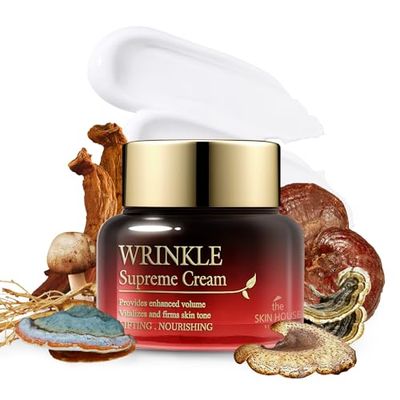 THE SKIN HOUSE Wrinkle Supreme Cream 1.69 fl.oz Korean Fermented Red Ginseng, Adenosine, Mushrooms l Wrinkles, Fine Lines l Korean Skin Care, 50ml