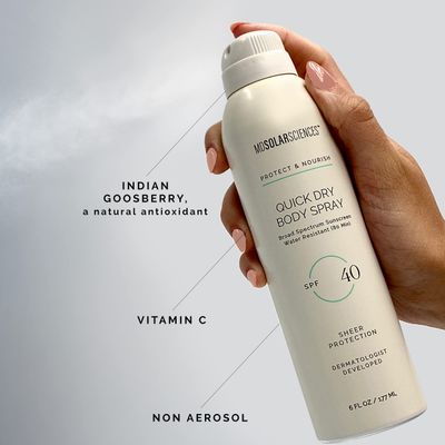 MDSolarSciences Quick Dry Body Spray SPF 40, Dermatologist Developed, Vitamin C, Indian Gooseberry, Fast-Drying Sunscreen Provides 80 Minutes of Water-Resistant Broad Spectrum Sun Protection, 6 Fl Oz