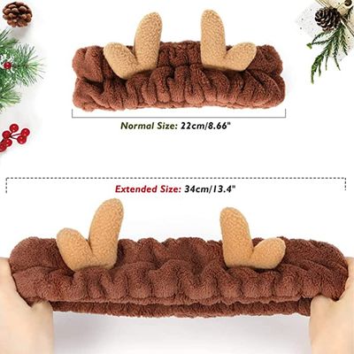 ZHOUMEIWENSP Christmas Headbands Reindeer Antler Wash Headband for Women Girls SPA Skin Care Hairlace Hair Band Head Wrap Makeup Washing Hair Accessories (Color 1)