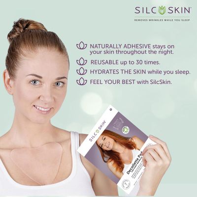 Silc Skin Complete Chest &amp; Neck Care Set - Decollette Pad and Collette Pad - Reusable Medical-grade Neck and Chest Wrinkle Patches - 30 Day Supply