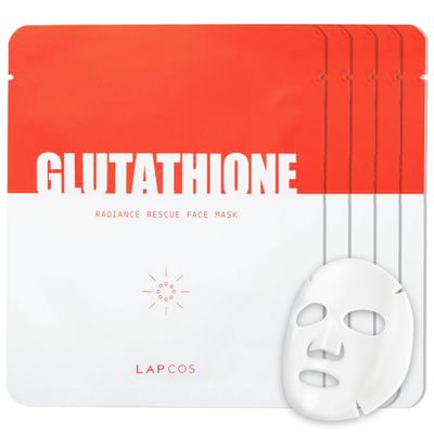 LAPCOS Glutathione Radiance Rescue Mask - Korean Skin Care Mask w/Glutathione, Niacinamide &amp; Peptides - Hydrating Face Masks Spa Gifts for Women - Revitalizing &amp; Firming Face Mask (5 Count, 0.91 oz)
