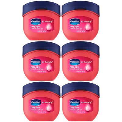 Vaseline Lip Therapy Rosy Lips 6-Pack - Mini Lip Balms for Soft, Deliciously Kissable Lips, Premium Gift Set, 0.25 Oz Ea