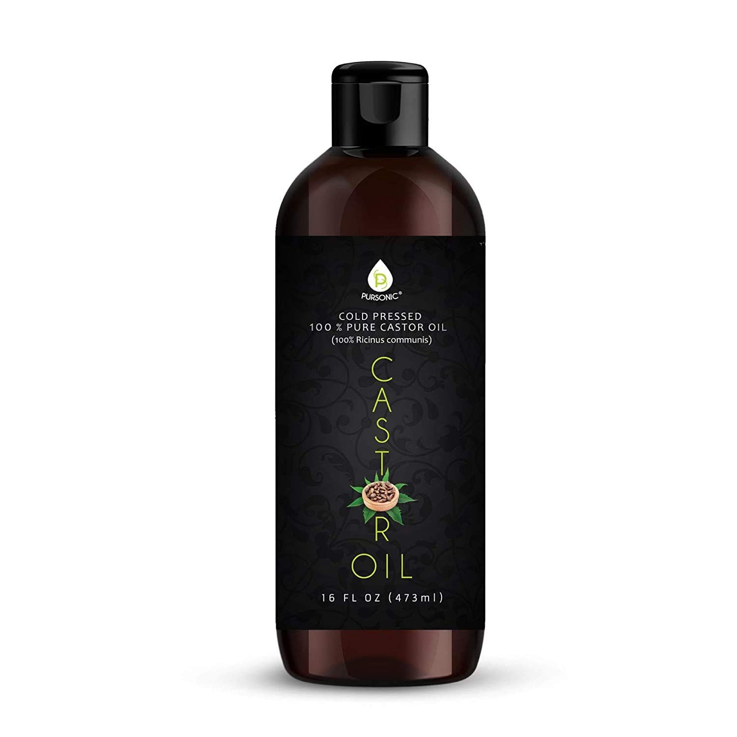 Pursonic 2-Pack Castor Oil (160oz) Cold-Pressed, 100% Pure, Hexane-Free Castor Oil-Moisturizing &amp; Healing, For Dry Skin, Hair Growth - For Skin, Hair Care, Eyelashes