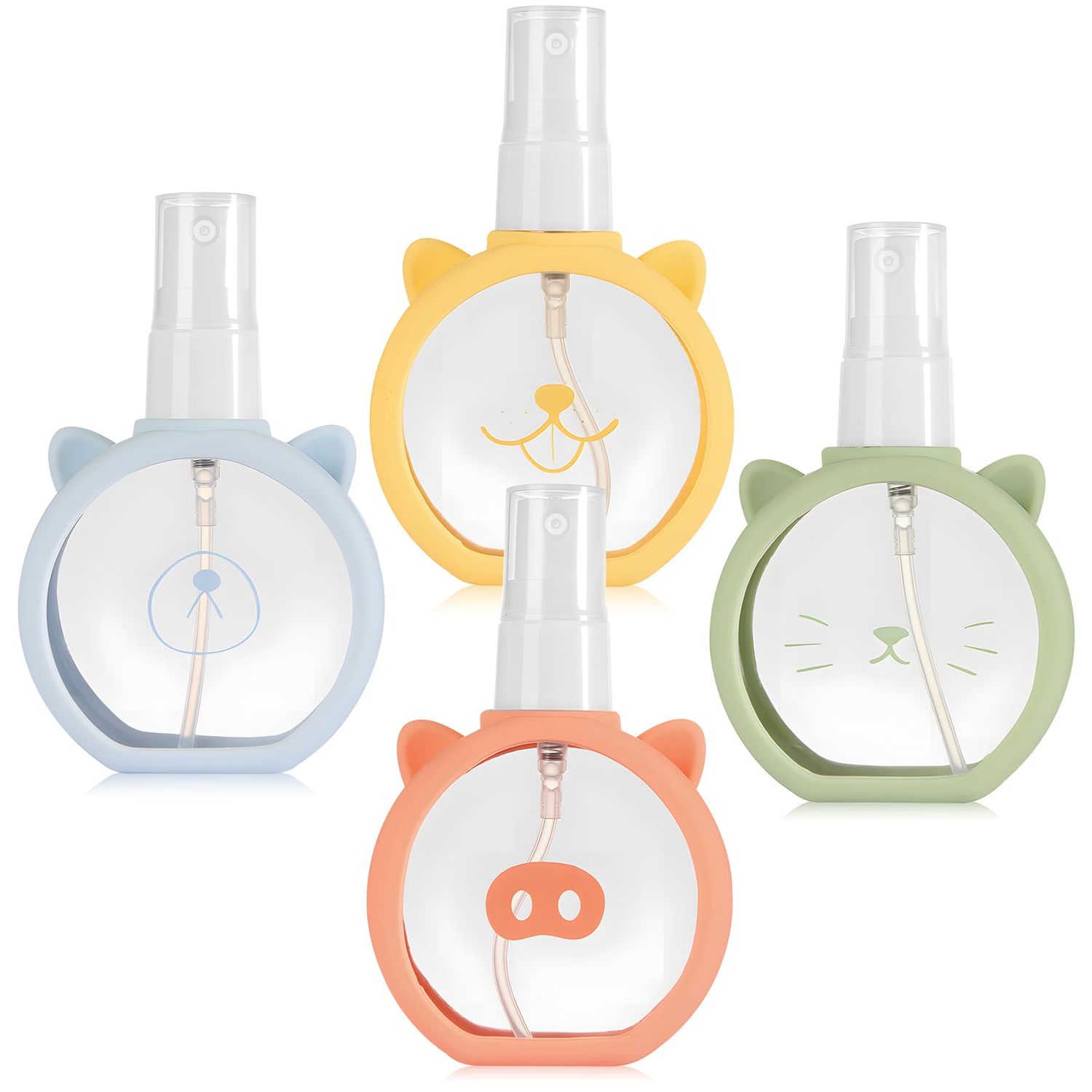 KIMCHOMERSE Cute Refillable Spray Bottles, 55ml Mini Travel Spray Bottle for Hair, 4 Pack Empty Atomizer Spray Bottles for Misting, Cleaning, Skin Care, Fit for Women and Girl - Clear
