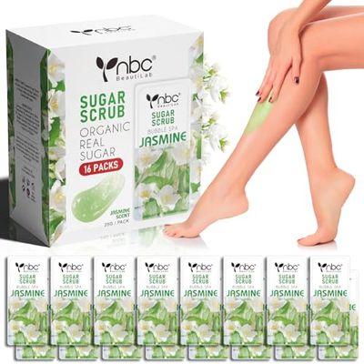 nbc BeautiLab Foot Exfoliating Scrub, Sugar Scrub, Dead Skin Remover for Feet, Individually Packaged Foot Scrub Smooths, Hydrates, Detoxifies Tired and Dry Cracked Feet 16 Packs per Box, Jasmine