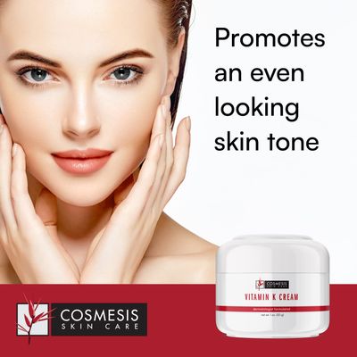 Vitamin K Cream with Anti-Oxidant Tea Blend | Reduce Redness and Discoloration | 1 oz. (28g) | Cosmesis