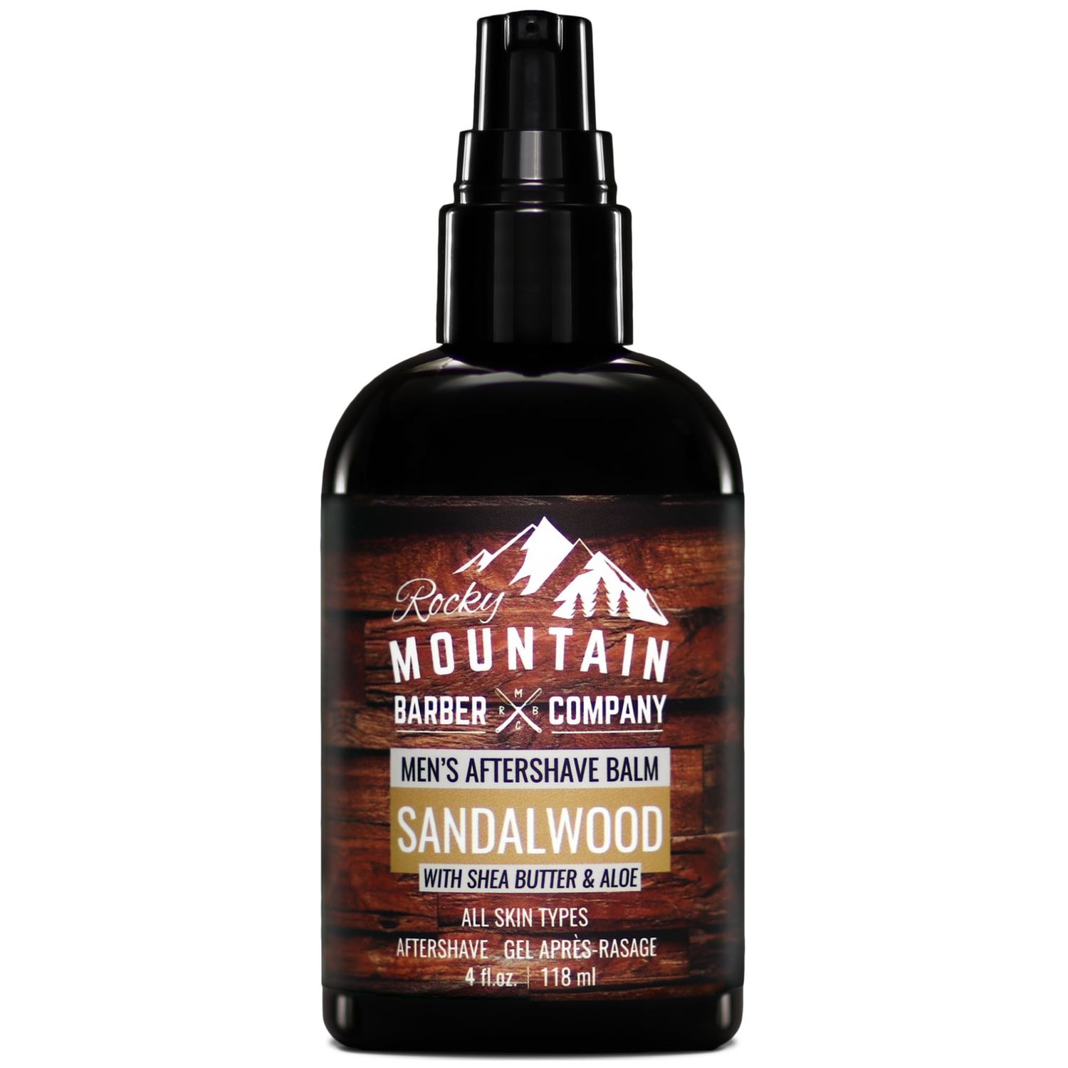Rocky Mountain Barber Company Aftershave Balm for Men - with Sandalwood Essential Oil, Coconut Oil and Shea Butter - Applies Easily - 4 oz