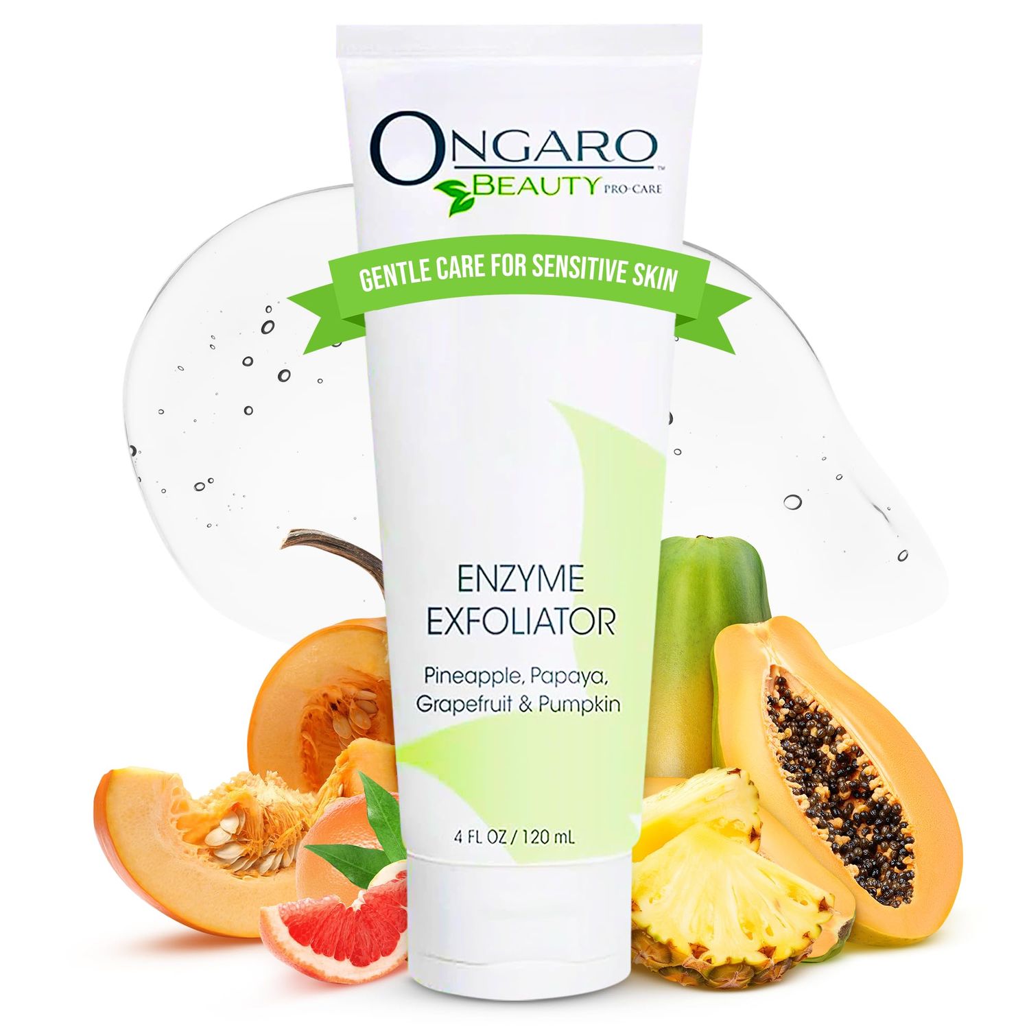 Ongaro Beauty Organic Face Scrub - Natural Exfoliating Face Wash &amp; Enzyme Peel for Sensitive Skin - Facial Scrub Exfoliator for Women &amp; Men - Clear Acne &amp; Unclog Pores - Smooths &amp; Brightens - 4 FL OZ