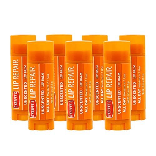 O&#39;Keeffe&#39;s Unscented Lip Repair Lip Balm for Dry, Cracked Lips, Stick, (Pack of 7)
