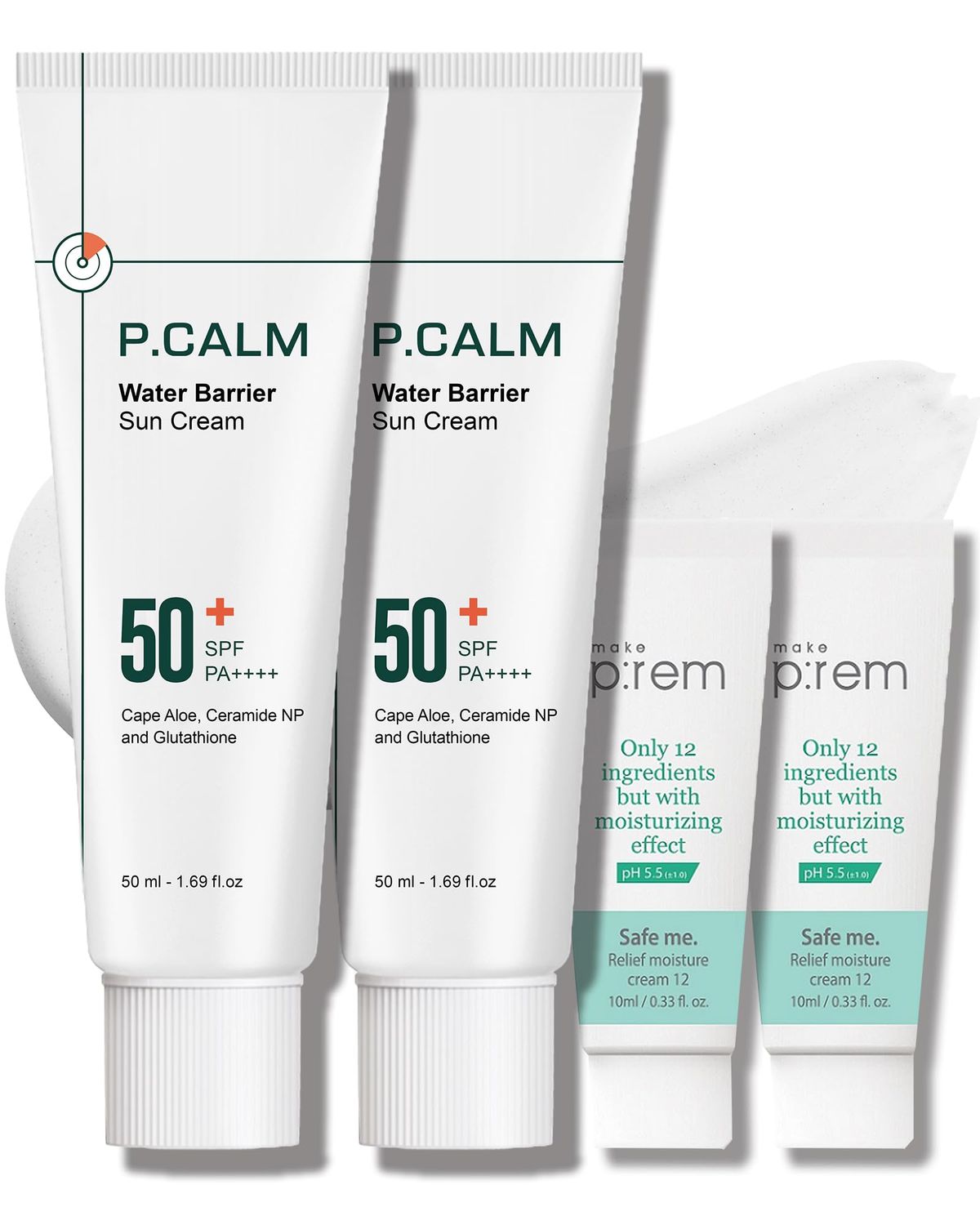 P.CALM Water Barrier Moisturizing Sun Cream Matte-Finish No White Cast SPF 50+ PA++++ Vegan Calming Moisture Daily Sunscreen for Dry Oily Sensitive Skin Korean Skincare 3.4 Fl Oz
