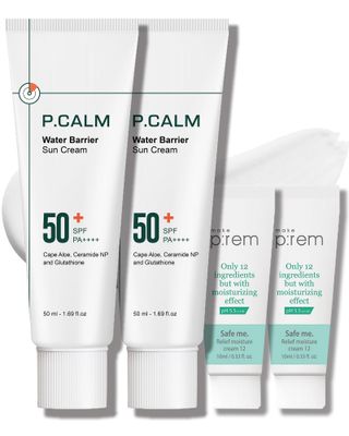 P.CALM Water Barrier Moisturizing Sun Cream Matte-Finish No White Cast SPF 50+ PA++++ Vegan Calming Moisture Daily Sunscreen for Dry Oily Sensitive Skin Korean Skincare 3.4 Fl Oz
