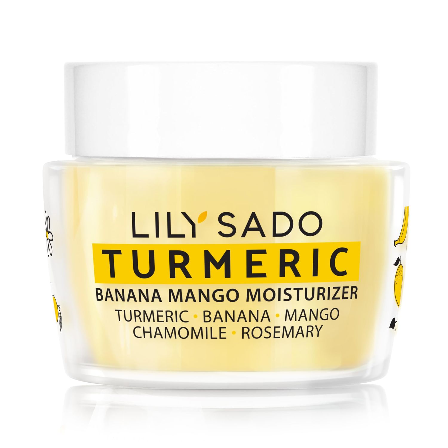 LILY SADO Turmeric Banana Mango Face Moisturizer - Luscious Creamy Nutrient-Rich Natural Daily Facial Cream w Chamomile &amp; Rosemary - Vegan Anti-Aging Lotion For Wrinkles &amp; Fine Lines