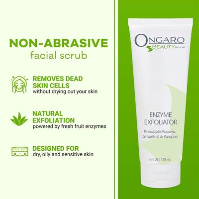 Ongaro Beauty Organic Face Scrub - Natural Exfoliating Face Wash &amp; Enzyme Peel for Sensitive Skin - Facial Scrub Exfoliator for Women &amp; Men - Clear Acne &amp; Unclog Pores - Smooths &amp; Brightens - 4 FL OZ