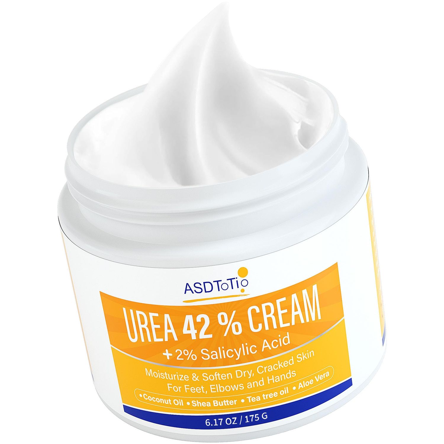 Urea Cream 42% - Foot Care for Dry Cracked Heels, Foot Lotion - With 2% Salicylic Acid, Tea Tree Oil, Shea Butter, Aloe Vera - For Feet, Hands, Heels, Elbows, Knees and More - 6 oz