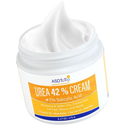 Urea Cream 42% - Foot Care for Dry Cracked Heels, Foot Lotion - With 2% Salicylic Acid, Tea Tree Oil, Shea Butter, Aloe Vera - For Feet, Hands, Heels, Elbows, Knees and More - 6 oz