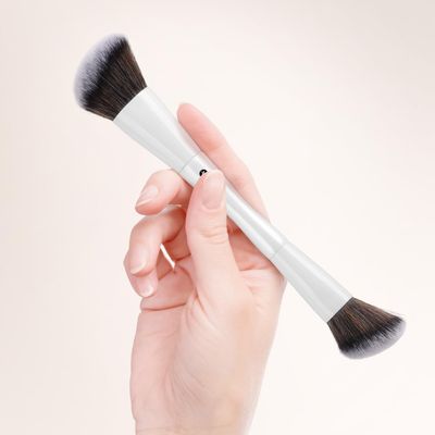 KINGMAS Angled Foundation Brush, Double-ended Kabuki Makeup Brush, Large Foundation Brush and Medium Concealer Brush for Beauty Liquid, Cream, Powder, Blending Buffing Face Makeup Tools
