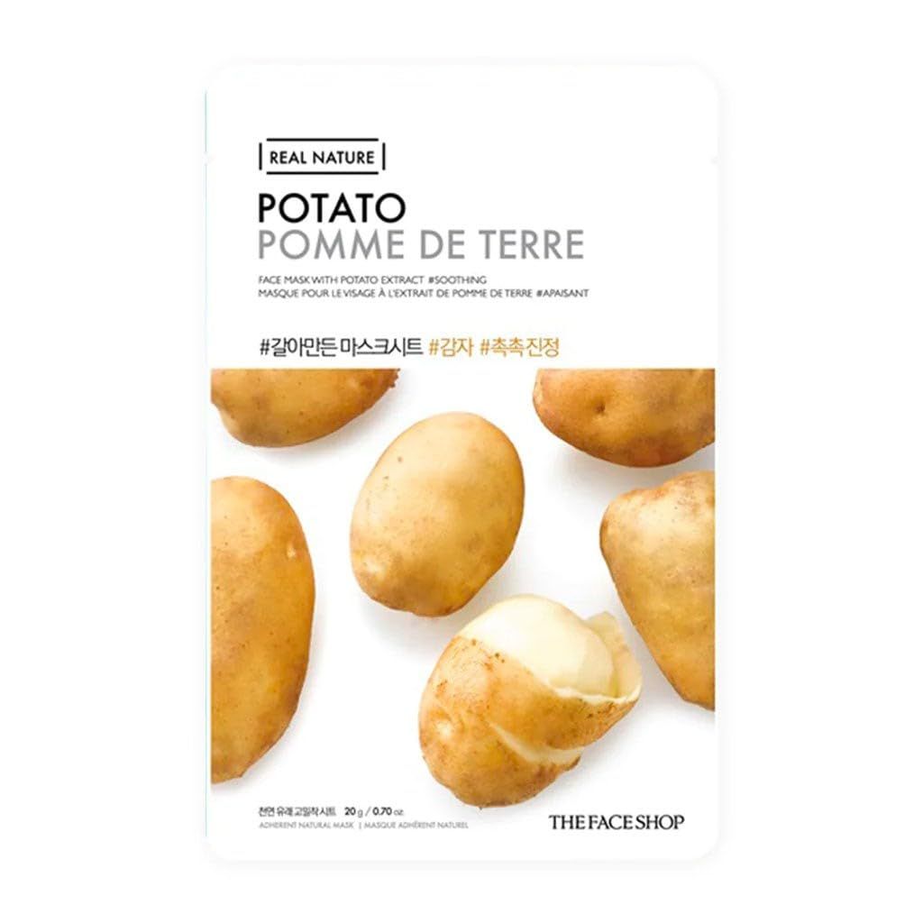 THE FACE SHOP Real Nature Face Mask | Soothes by Leaving a Cooling Sensation to Relive Tired Skin Due to Exposure to Strong Sunlight | K Beauty Facial Skincare for Oily &amp; Dry Skin | Potato,K-Beauty