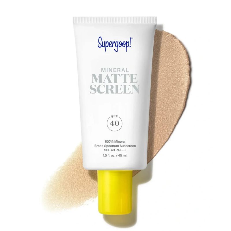 Supergoop! Mineral Mattescreen (SPF 40) - 45 mL - 100% Mineral, Oil-Free Broad Spectrum Sunscreen - Smooths Skins Appearance, Minimizes Pores &amp; Controls Shine - Water &amp; Sweat Resistant