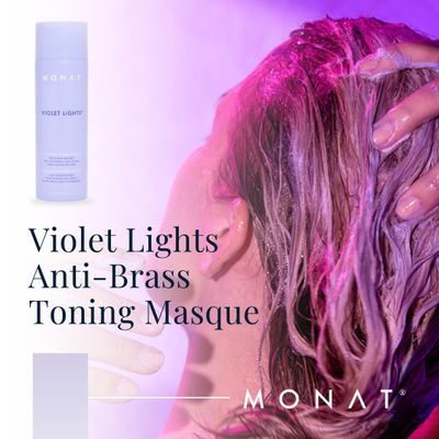 MONAT Violet Lights Anti-Brass Toning Masque - Natural Radiance - Illuminate Your Hair Naturally - Tone Unwanted Brassiness