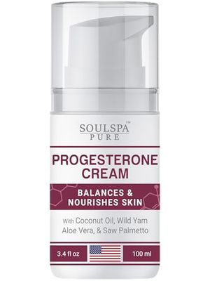 Soulspa Pure Progesterone Cream for Women - Phytoestrogen Complex with Wild Yam &amp; Coconut Oil, Bioidentical Progesterone Cream for Daily Moisturizing &amp; Skin Care, Progesterona Crema para Mujer, 3.4 oz