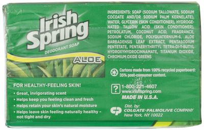 Irish Spring Deodorant Bath Bar Aloe,3.75 Ounce, 3 Count