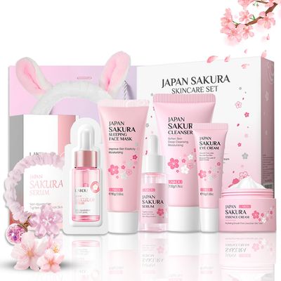 Skincare Set JAPAN SAKURA Facial Kit for Women &amp; Teenage Girls - Japanese Skin Care Products, Beauty Gift Skincare Kits, Skin Care Set with Complete Skincare Routine - Face Care Set for Women
