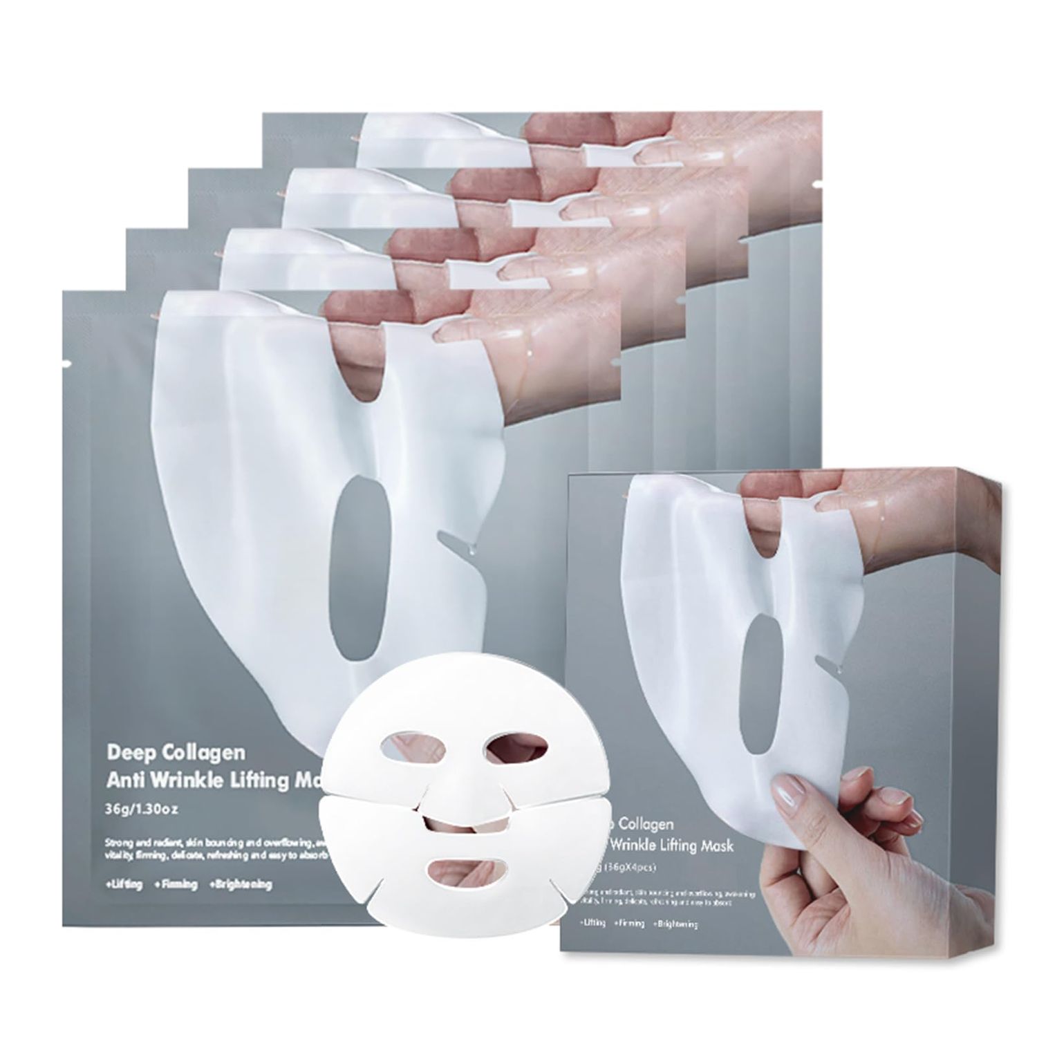 ONMYLOVIN 4 Pack Deep Collagen Overnight Mask,Bio-Collagen Real Deep Mask, Skinqueen Korean Collagen Films Deep Collagen Anti Wrinkle Firming Lifting Face Mask