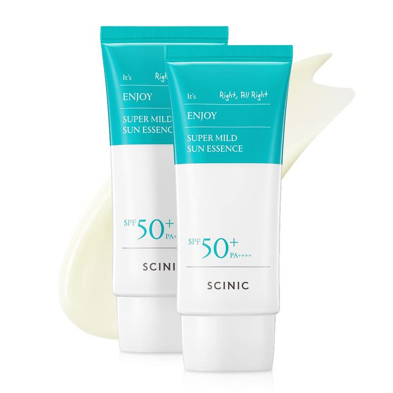 SCINIC Enjoy Super Mild Sun Essence 2 Set SPF50+ PA++++ 1.69 fl oz(50ml) | A Lightweight Hydrating Sun Essence That leaves No Sticky Feeling | Korean Skincare