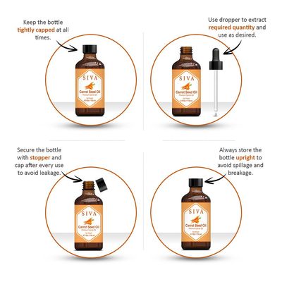 SIVA Carrot Seed Oil 4oz (118ml) Premium Cold-Pressed Carrier Oil With Dropper For Face, Skin Care, Body Massage, Hair Care, Hair Oiling & Scalp Massage