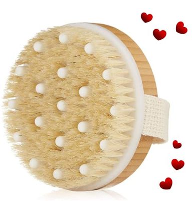 Premium Dry Brushing Body Brush, Best for Exfoliating Dry Skin, Lymphatic Drainage and Cellulite Treatment, Organic Spa Massage Scrub Brush with Soft Boar Bristles, Great Gift for A Glowing Skin