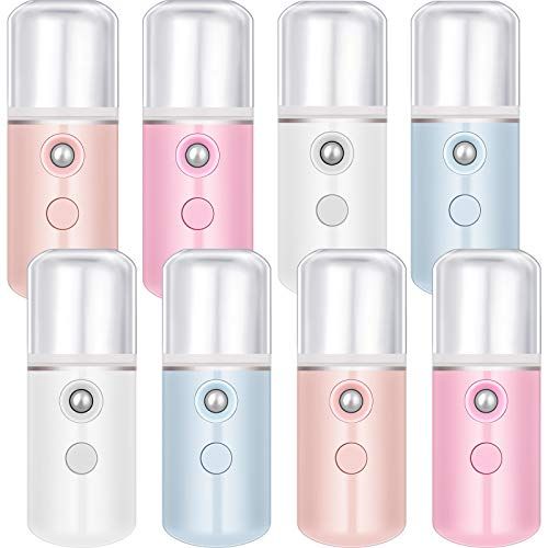 Mudder 8 Pieces Nano Sprayer Facial Mister Portable Mini Face Mist Atomization USB Rechargeable 30ml Face Steamer for Skin Care Eyelash Extensions Daily Makeup