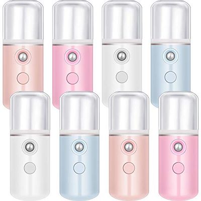 Mudder 8 Pieces Nano Sprayer Facial Mister Portable Mini Face Mist Atomization USB Rechargeable 30ml Face Steamer for Skin Care Eyelash Extensions Daily Makeup