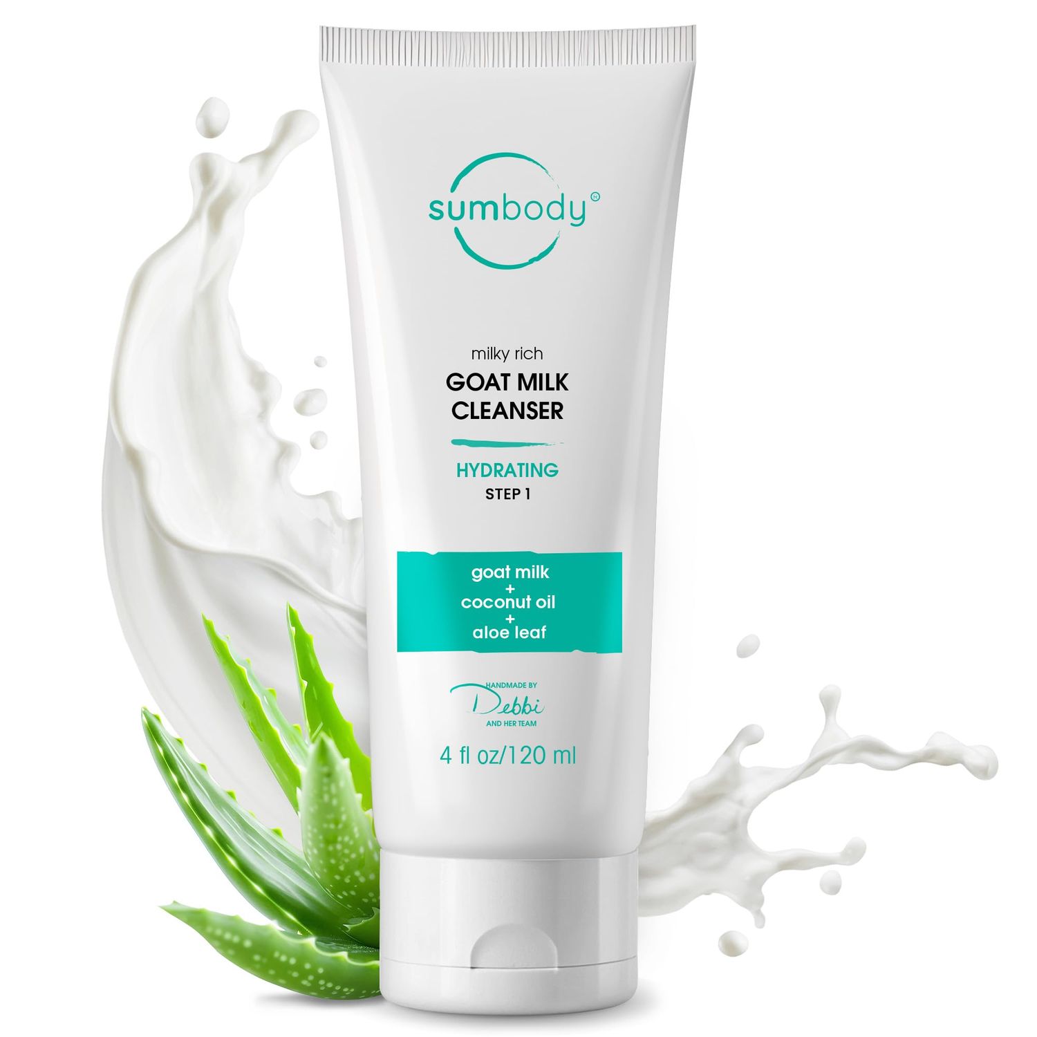 Sumbody Face Wash for Women &amp; Men Goat Milk Cleanser - (4oz) Cruelty Free Face Wash, Organic Gentle Face Cleanser with AHAs &amp; Vitamins for Sensitive Skin, Day and Night Face Wash Cleanser for Dry Skin