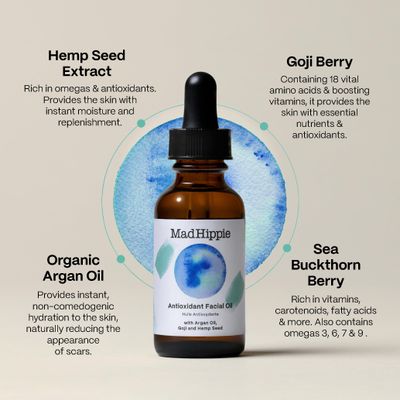 Mad Hippie Antioxidant Facial Oil - Face Oil for Women/Men with Organic Argan Oil, Non-Comedogenic Moisturizer for Face with Natural Sources of Vitamin C &amp; Vitamin E Oil for Skin Care, 1.02 Oz