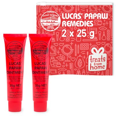 Lucas Pawpaw Lip Ointment, Lucas Pawpaw Cream, Lucas Pawpaw Ointment for Lips &amp; Dry Skin (2 x 25g)