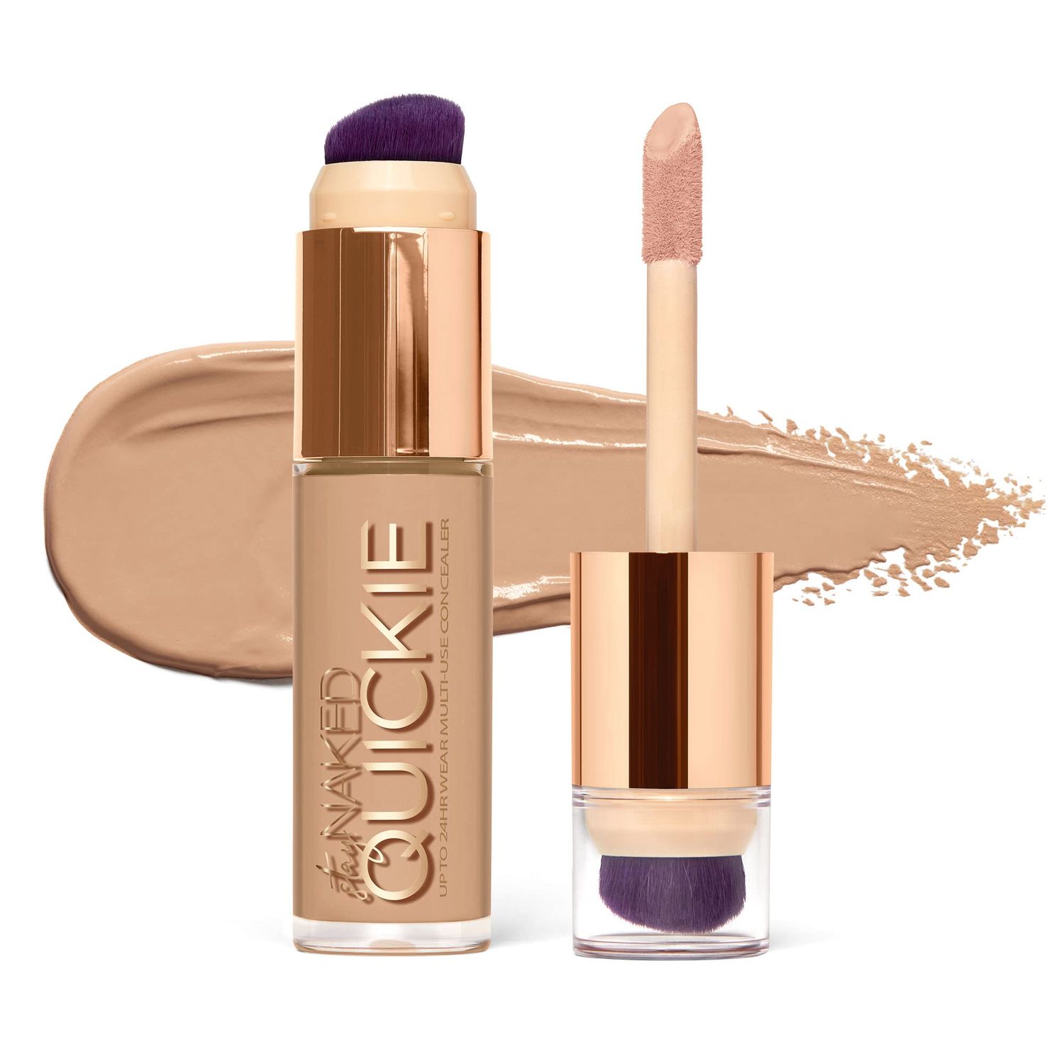 Urban Decay Quickie 24HR Full Coverage Waterproof Concealer (20CP - Fair Cool Pink), Natural Matte Finish, Hydrating Vitamin E, Dual-ended Buffing Brush &amp; Multi-use Applicator - 0.5 fl oz